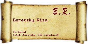 Beretzky Riza névjegykártya